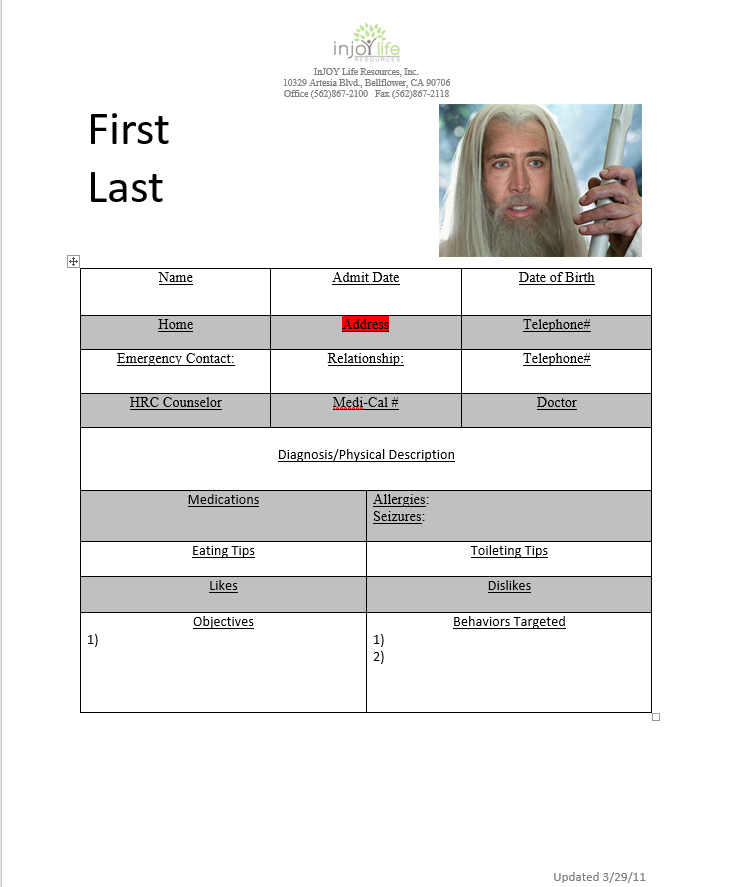 Face Sheet/Field File Updates (Copy) Process Street