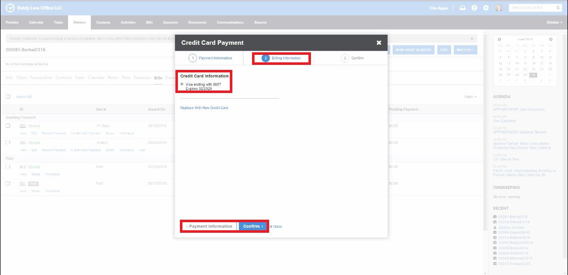 New Credit Card Processing Procedure Using Clio Process Street